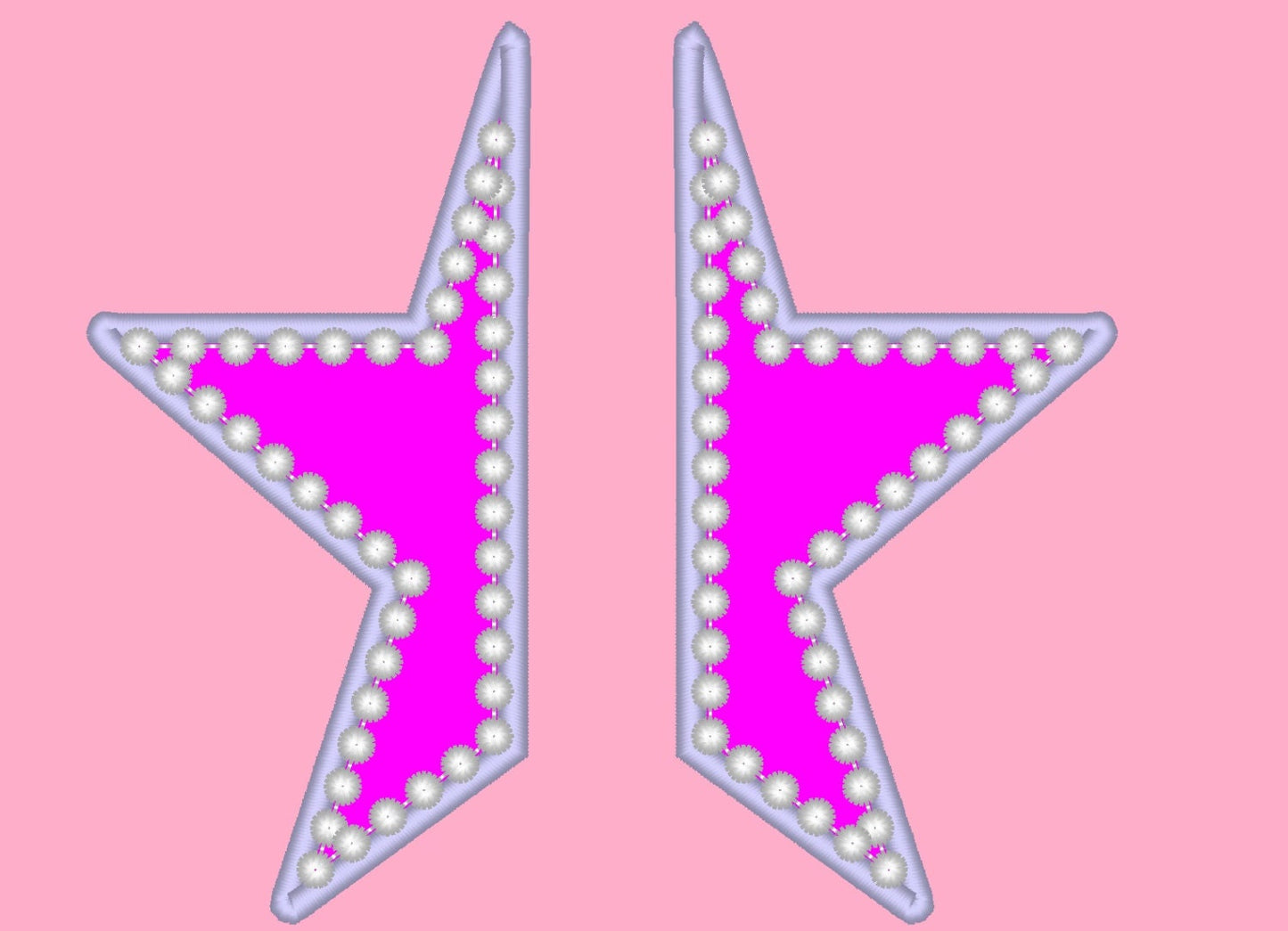 Split Star Diva applique sport machine embroidery design for hoodie or
