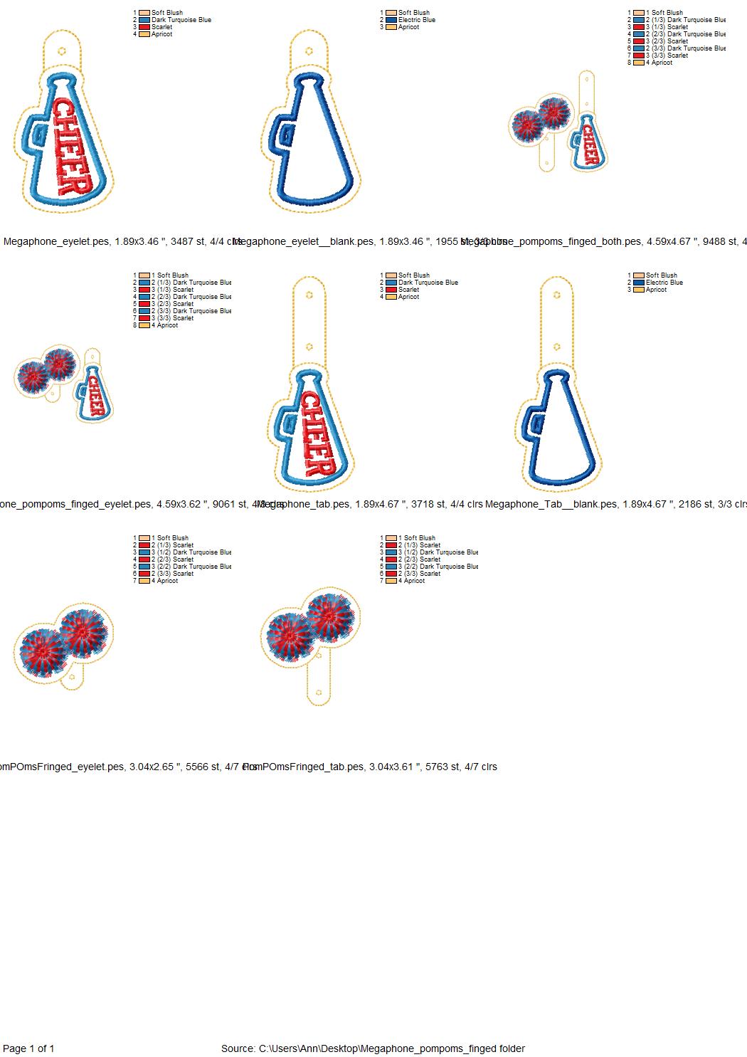 Cheerleader Sports Keychain Set