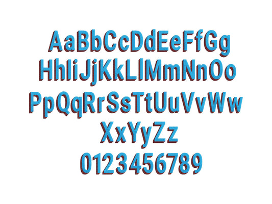 Block Type Narrow Shadow Font Fill Stitch