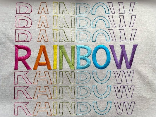 Stacked Font satin stitch and outline trend alphabet letters awesome