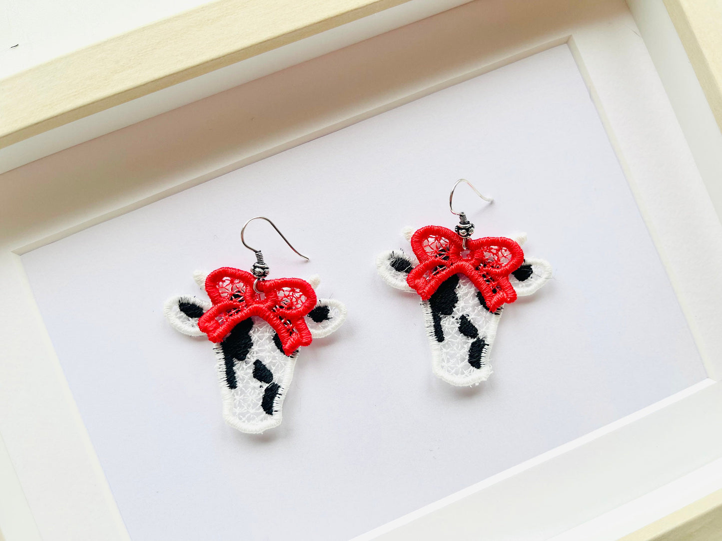 Farm Cow and Bow Earrings Charm FSL