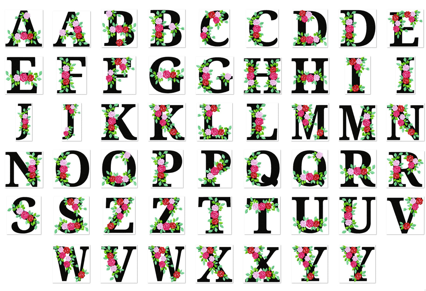 Roses Floral Font Set of 2