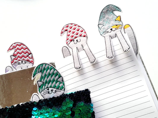 Christmas Gnome Cat Bookmark Set
