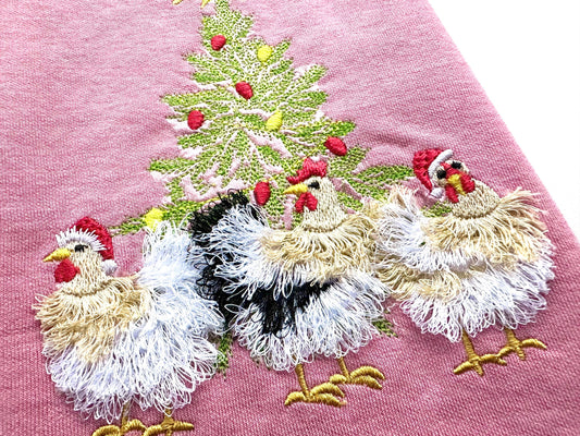 Chicken Christmas Party machine embroidery designs Fringed Fluffy