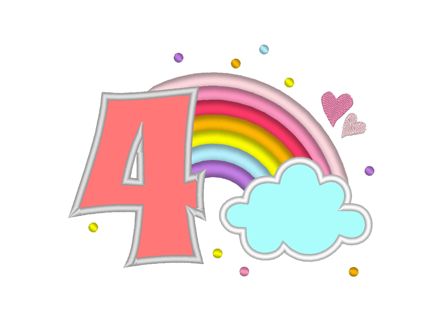 Cute Rainbow Birthday Number 4