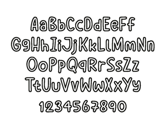 Satin Stitch Outline Applique Font Janet