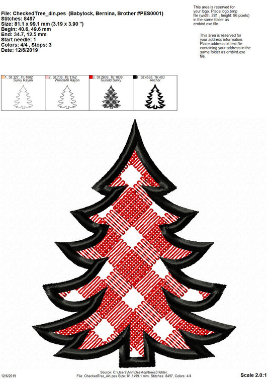Gingham Plaid Patterned Christmas Tree