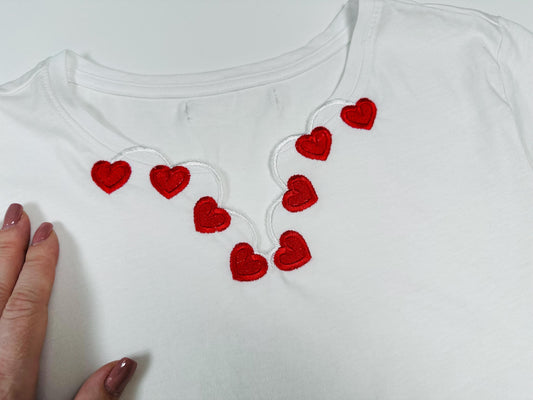 Valentine Heart Neckline Scalloped Cutout
