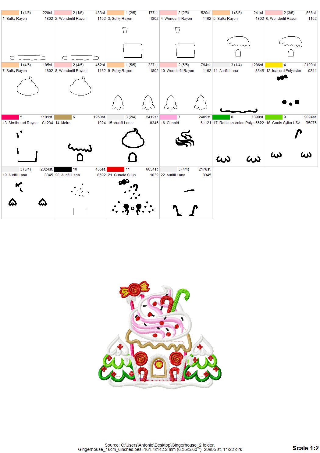 Sweet Candy Christmas Gingerbread House Applique