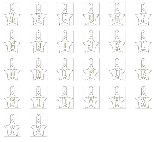 Special Puffy foam Star shape Key Fob snap tab Monogram A-Z machine