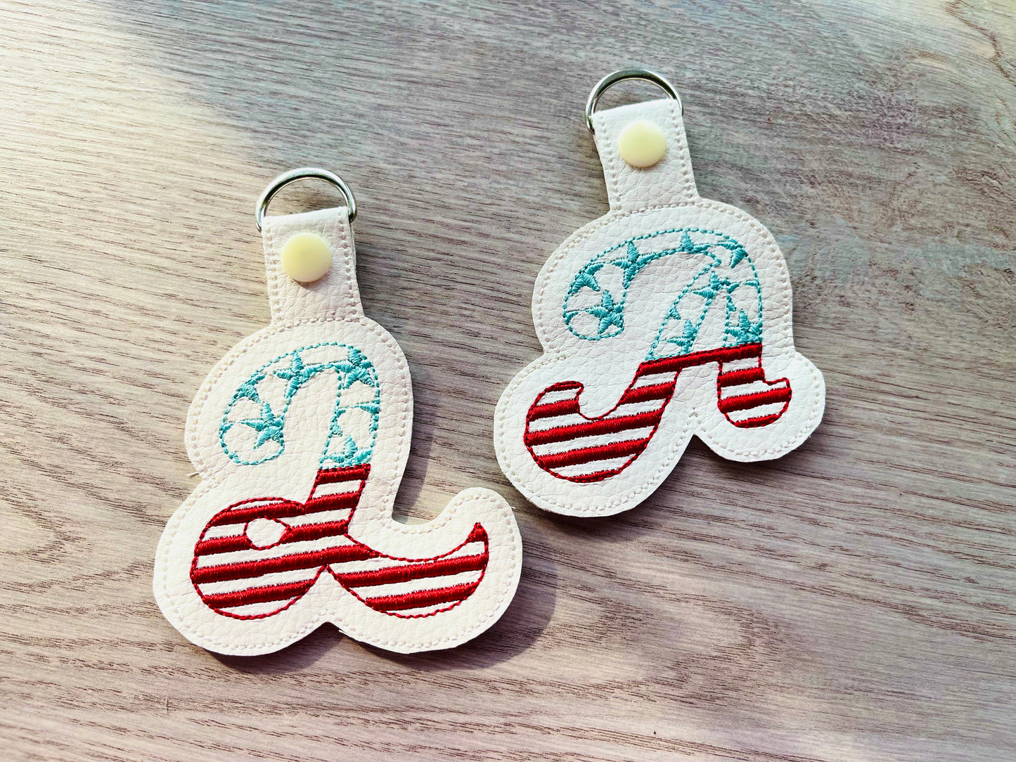 Patriotic 4th July American flag alphabet letters Key Fob Snap Tab ITH