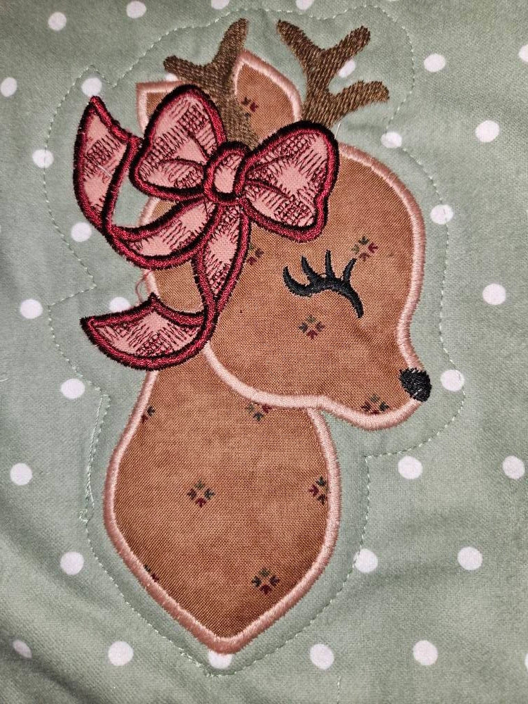 Deer Girl with Bow Applique