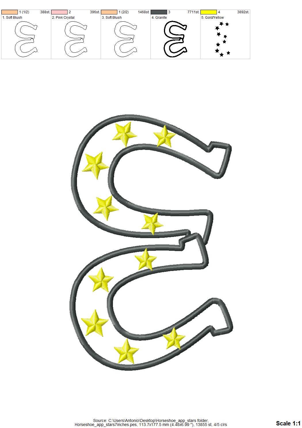 Horseshoe with tiny Stars side bow split seam Farm Horse stable