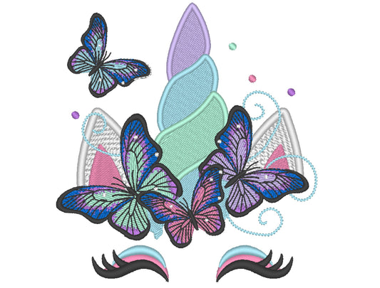 Unicorn Head with Butterflies