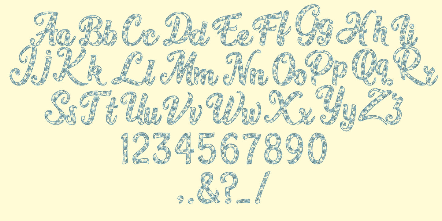 Snow Font light sketch outline machine embroidery font alphabet letters