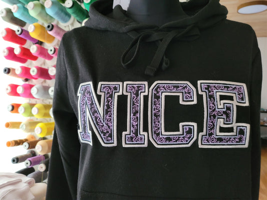 Girls Sport Rose Lace Patterned Font Applique