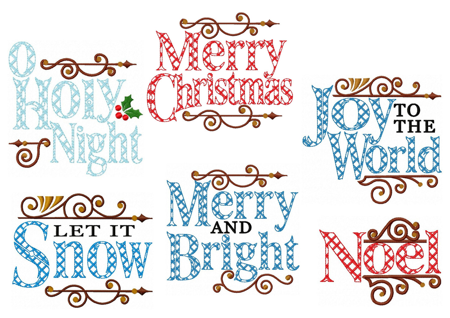 Merry Christmas Towel Saying Set of 6