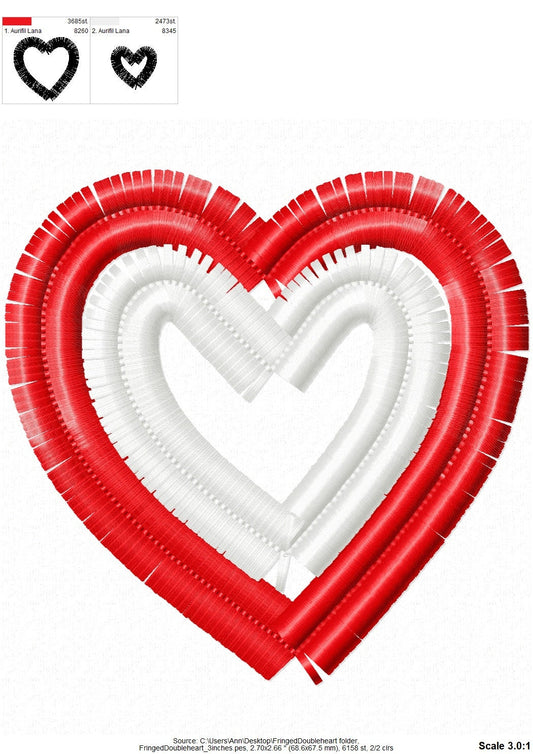 Fringed Double Outline Heart