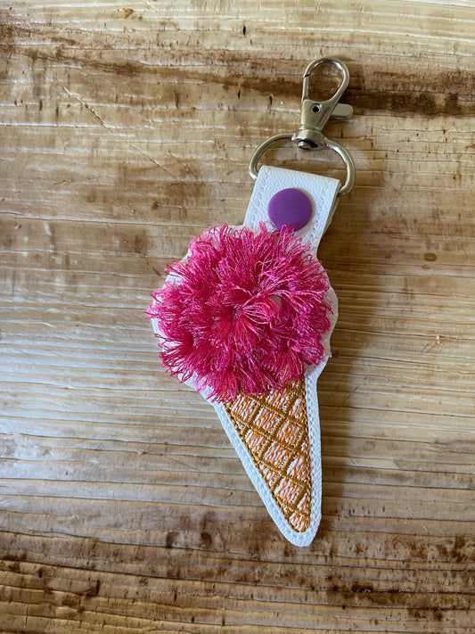 Fringed Ice Cream Cone Keychain