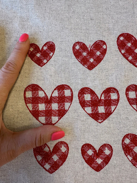 Gingham Plaid Patterned Single Heart