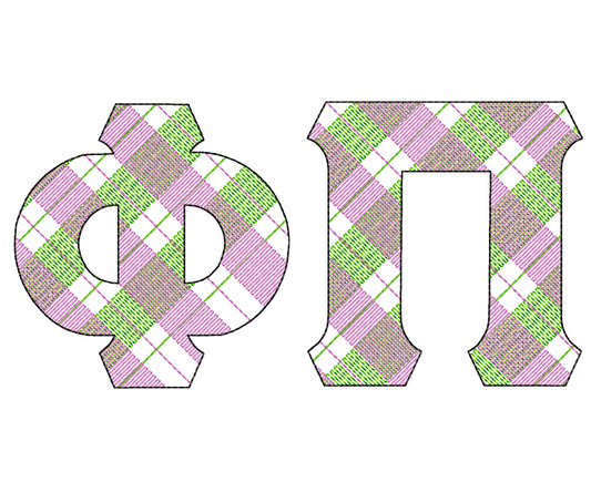 Gingham Plaid Patterned Sororities Greek Font