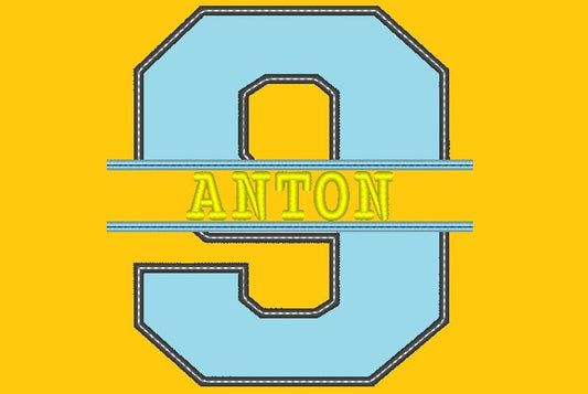 Split Athletic Collegiate Number Applique