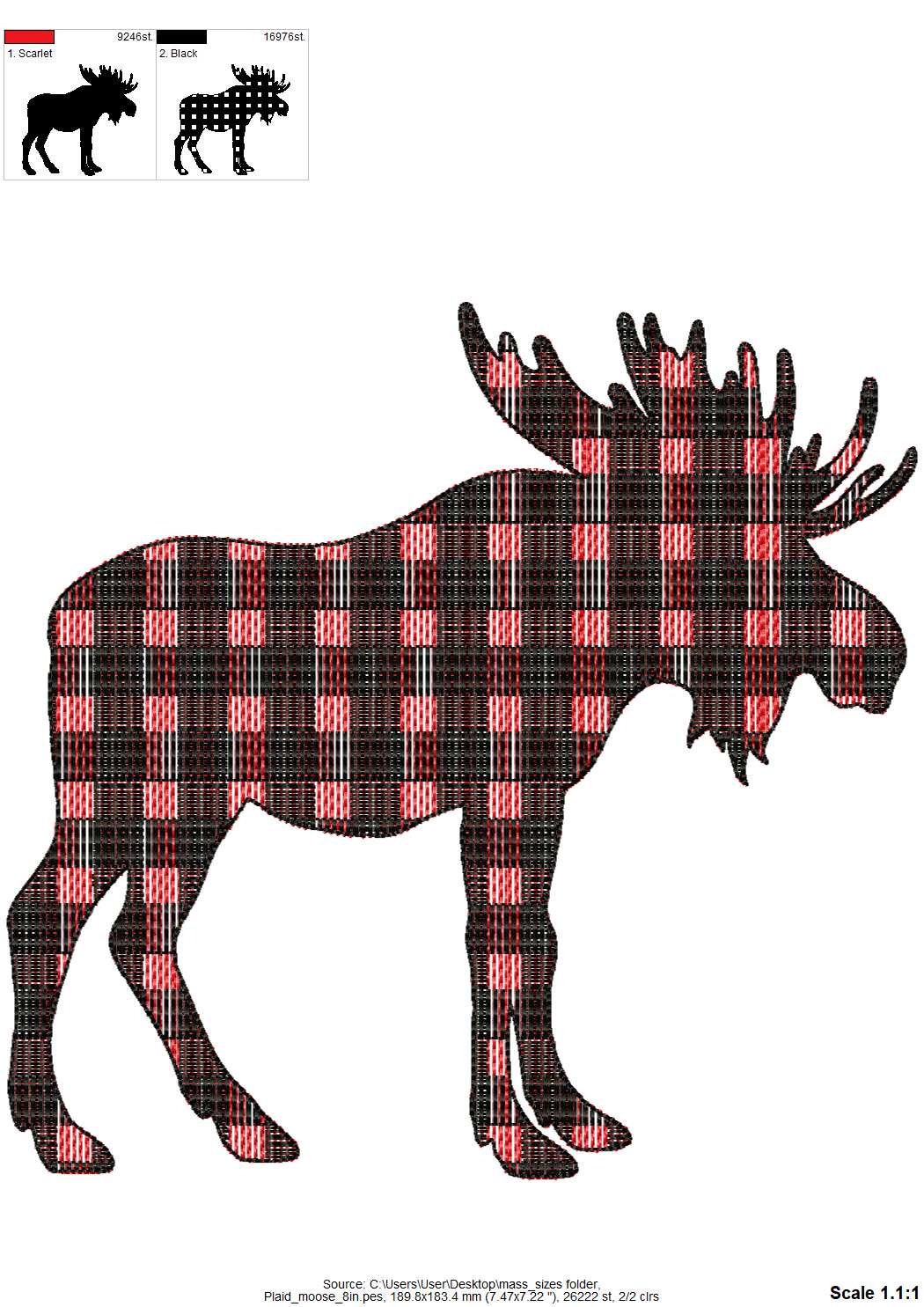 Gingham Plaid Moose Silhouette