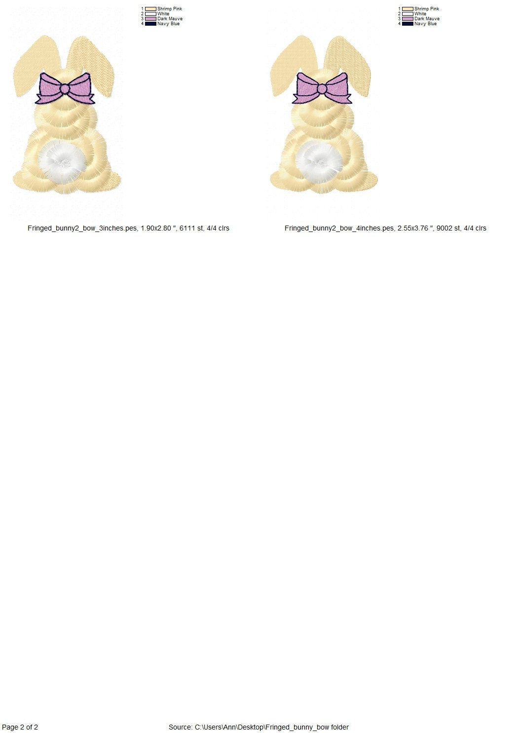 Fringed Easter Bunny with Bow Set of 2