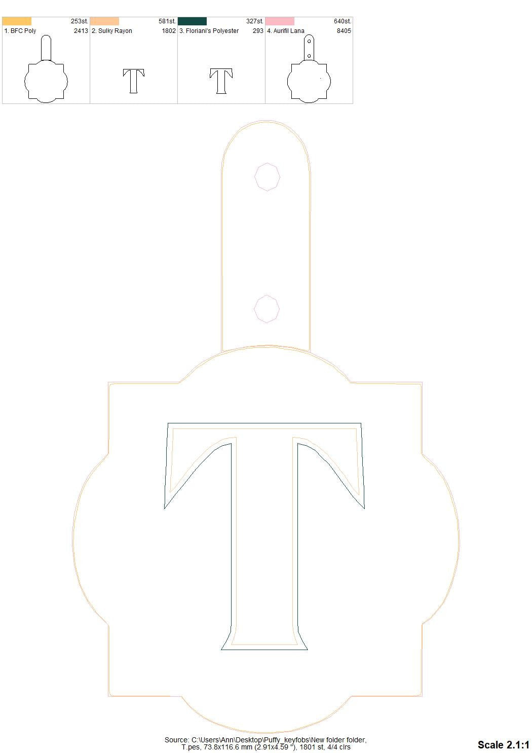 Special Puffy Puff Foam Monogram Keychain