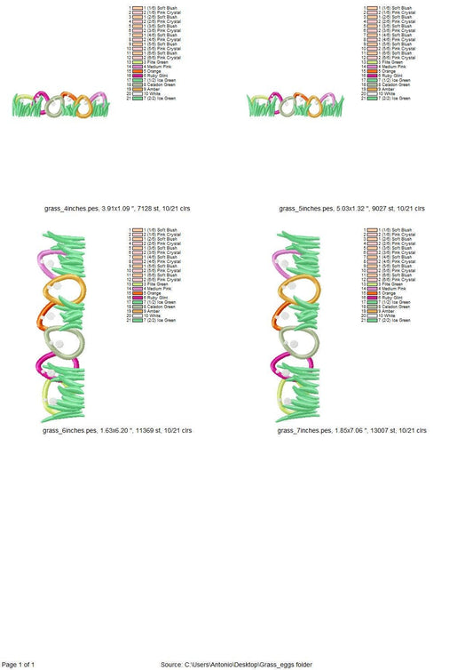 Tiny Eggs in grass Applique machine embroidery designs for hoop 4x4 and