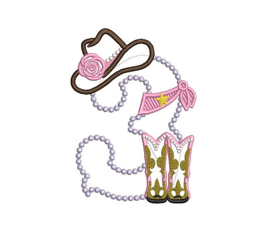 Lady Cowboy Birthday number 3 THREE one number with boots and hat