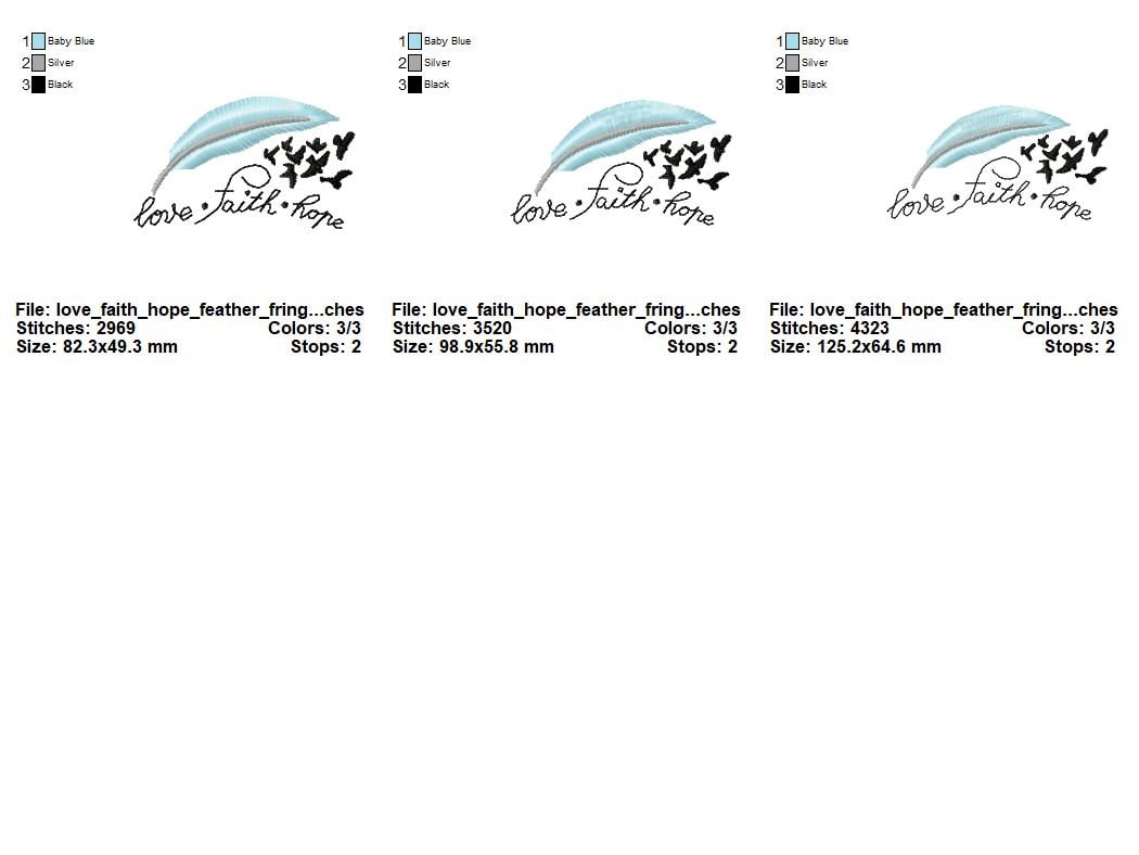 Love Faith Hope Fringed Feather