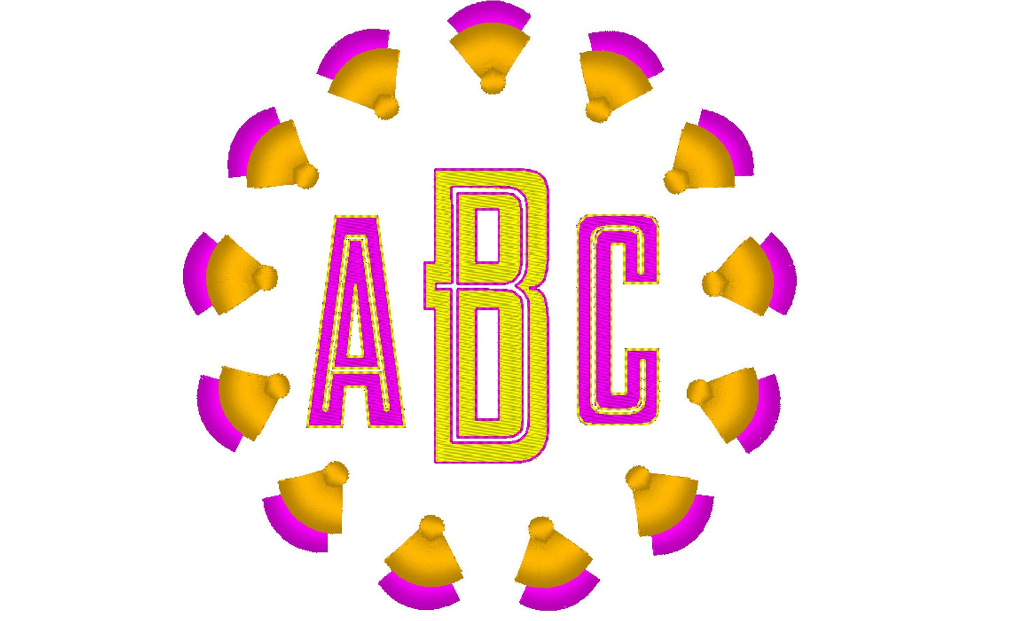 Chinoiserie fringed tassel circle monogram frame and alphabet BX