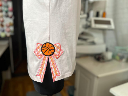 Basketball Sports Gingham Plaid Patterned Bow