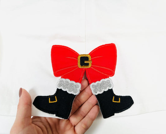 Christmas Santa Pants Bow Split Side Seam