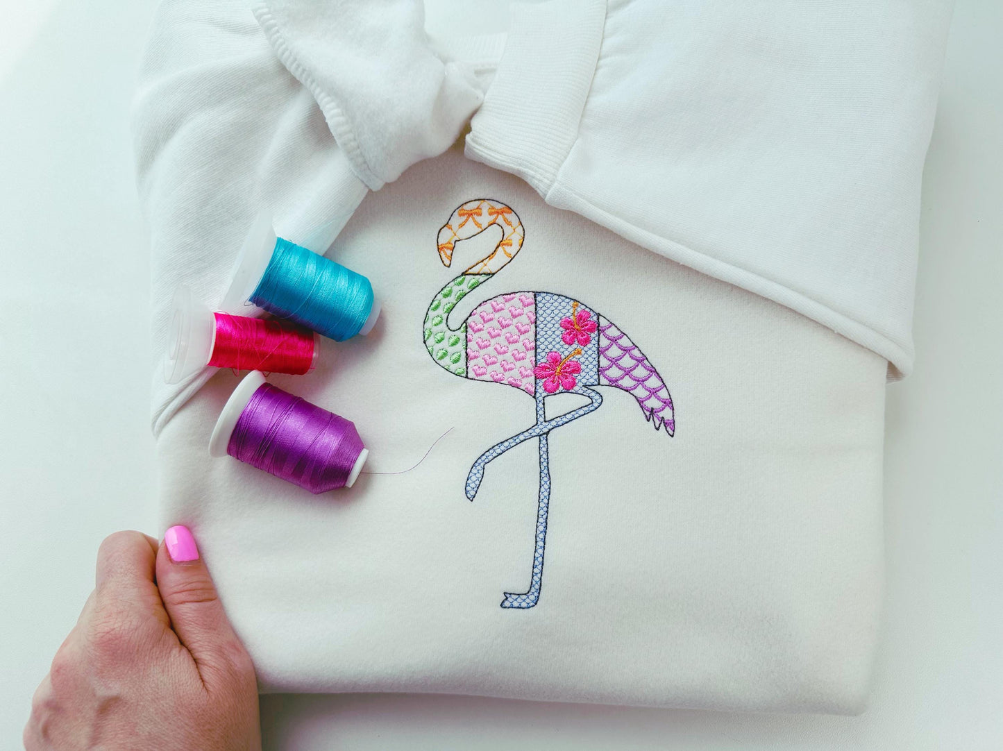 Patchwork Flamingo Bird silhouette outline patterned Flamingo kids