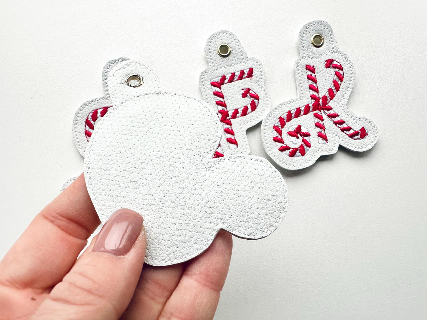 Christmas Candy Cane Monogram Keychain