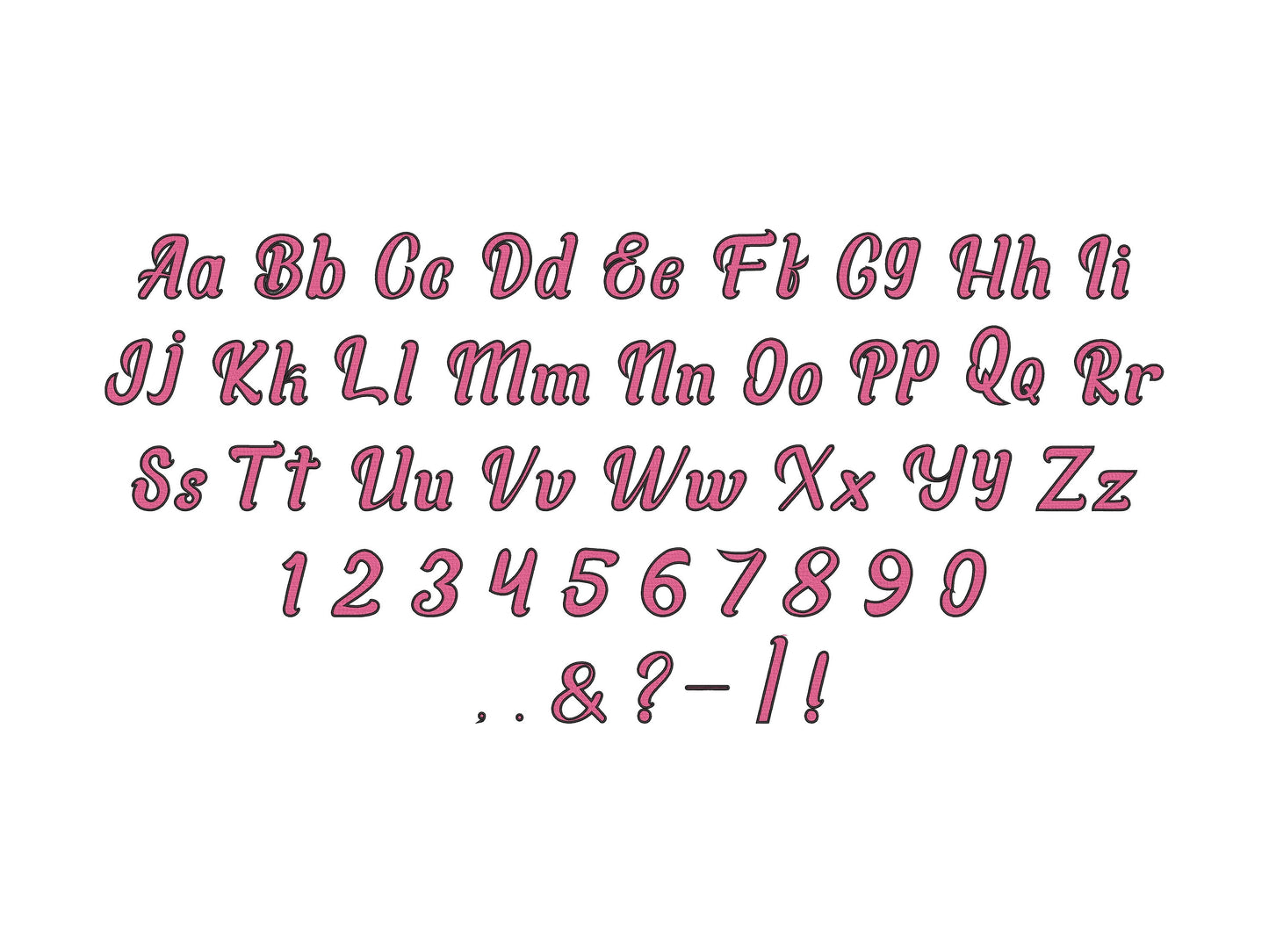 Bold Cursive Fill Stitch Girls Font