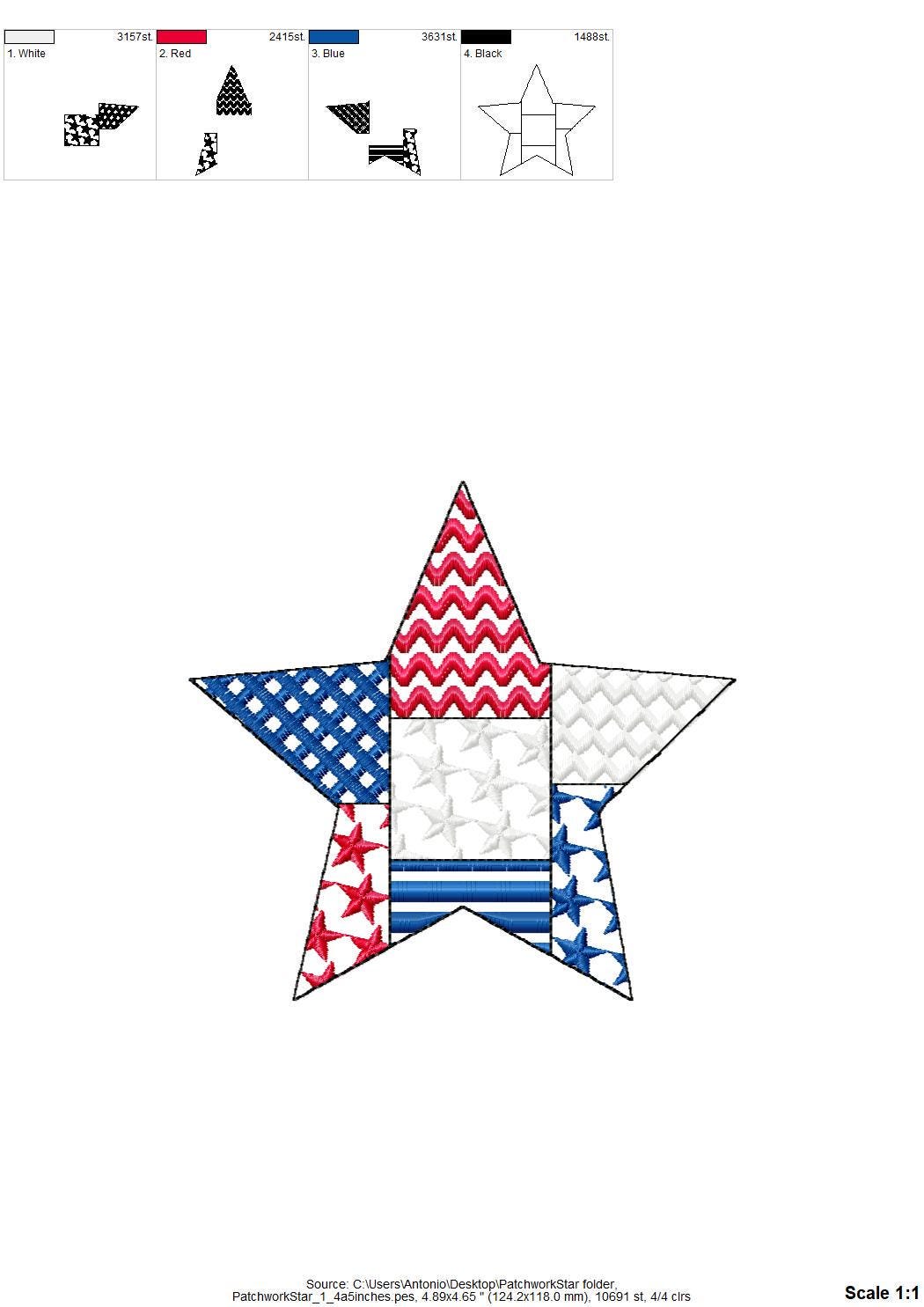 Patchwork Patriotic Star Outline