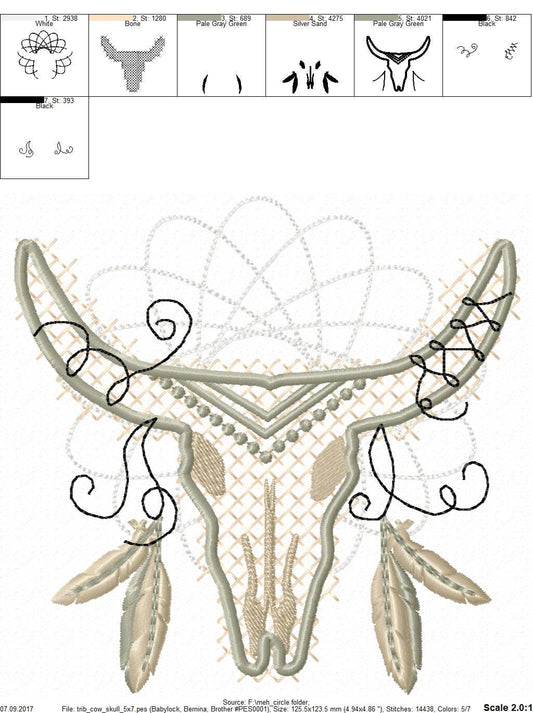 Tribal Cow Skull Applique