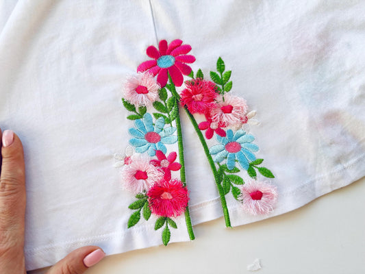 Fringed Floral Split Side Seam