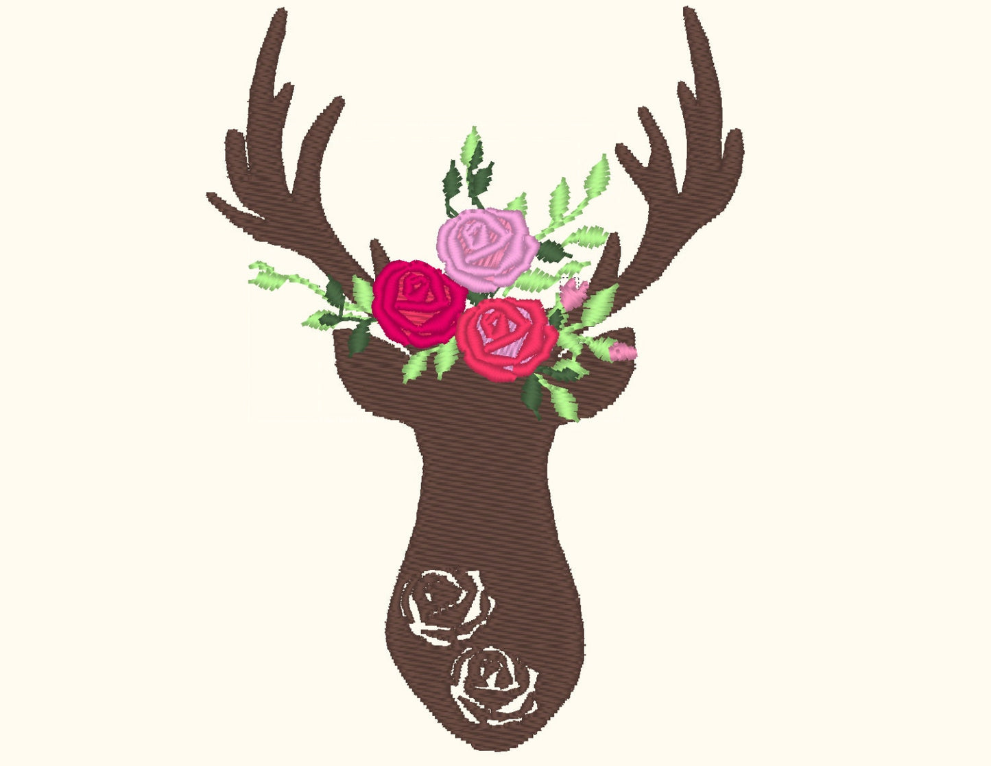 Embossed Floral Deer Silhouette