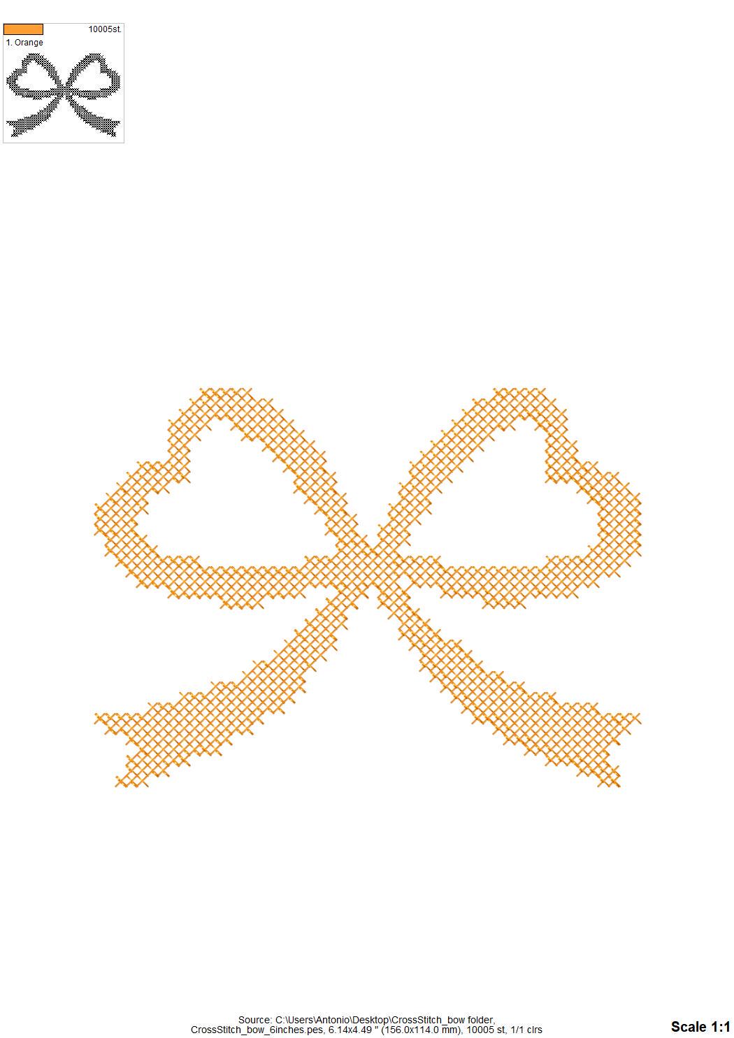 Cross stitch Bow Heart shape ties machine embroidery designs assorted