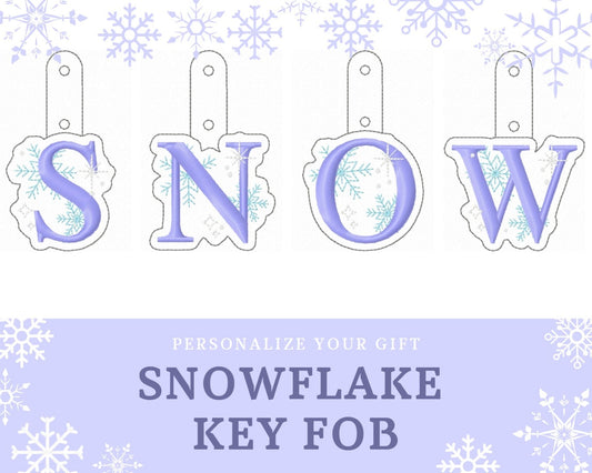Christmas Snowflake Monogram Keychain