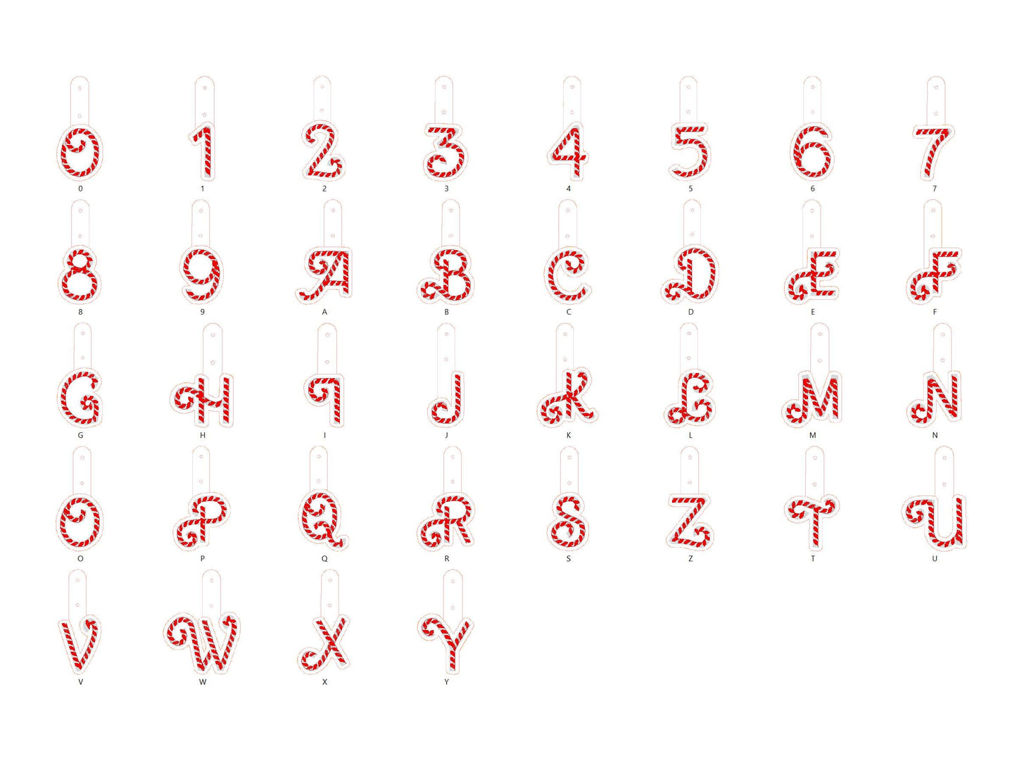 Christmas Candy Cane Monogram Keychain