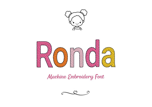 Fill Stitch And Outline Font Ronda