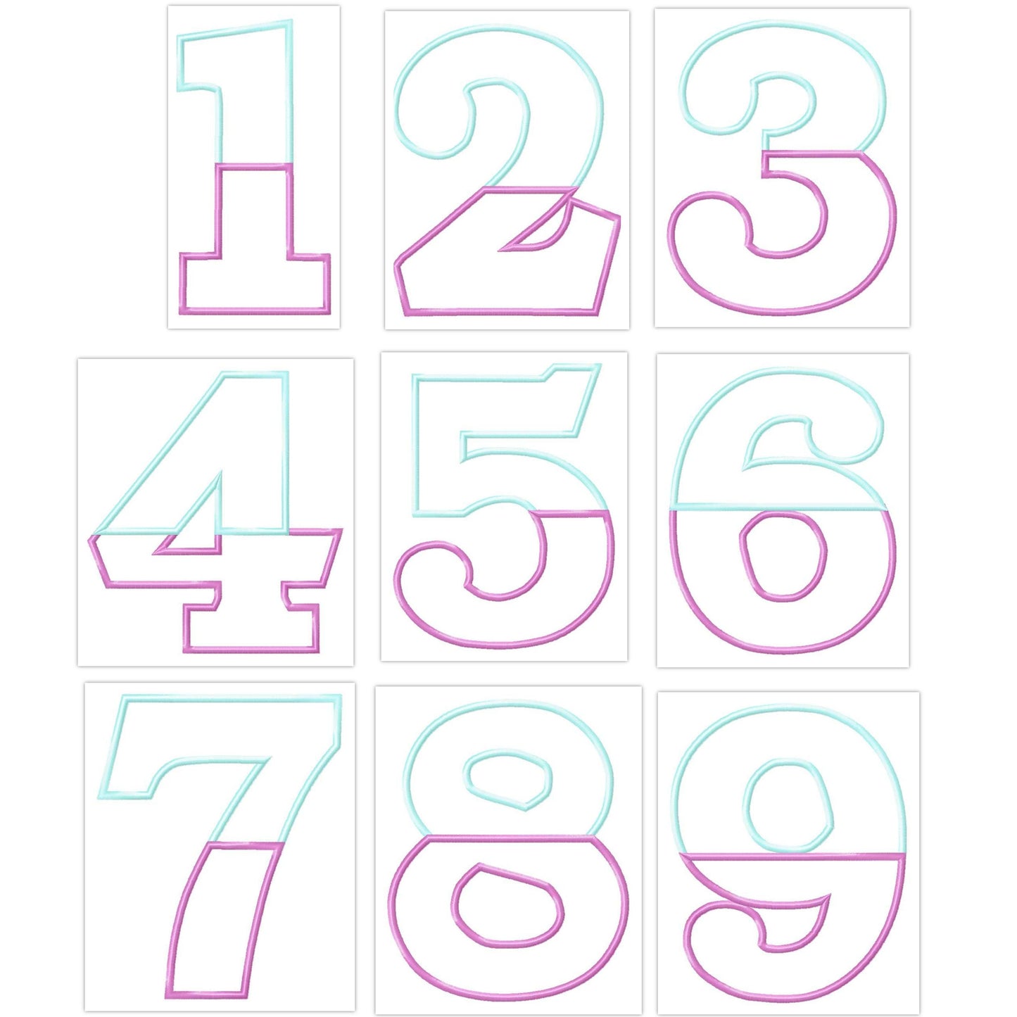Wide Satin Stitch Split Birthday Numbers Applique