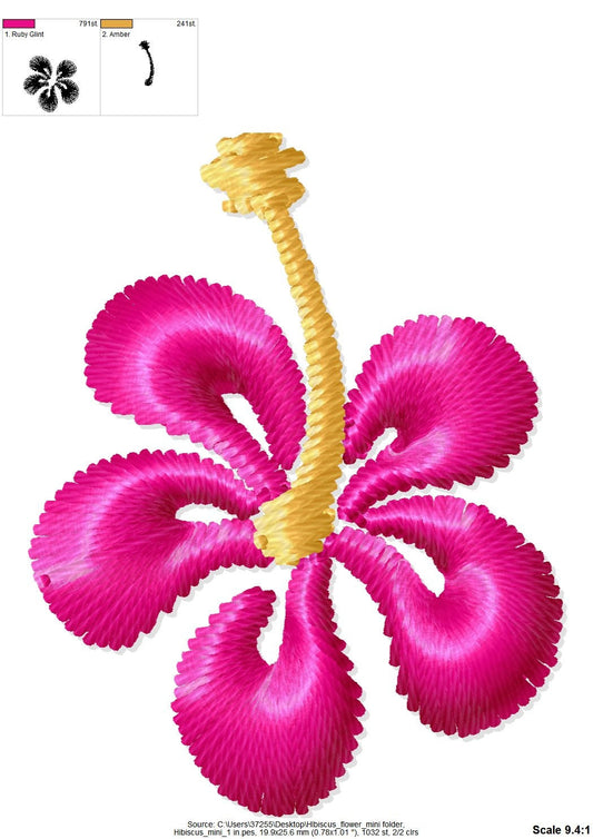Mini Satin Stitch Hibiscus Flower