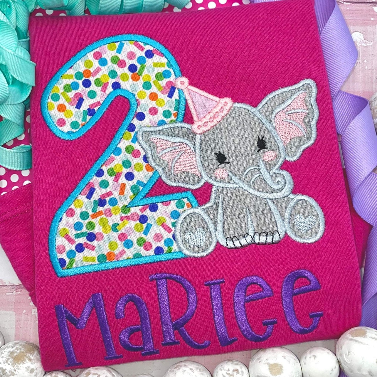 Elephant Birthday Hat Applique