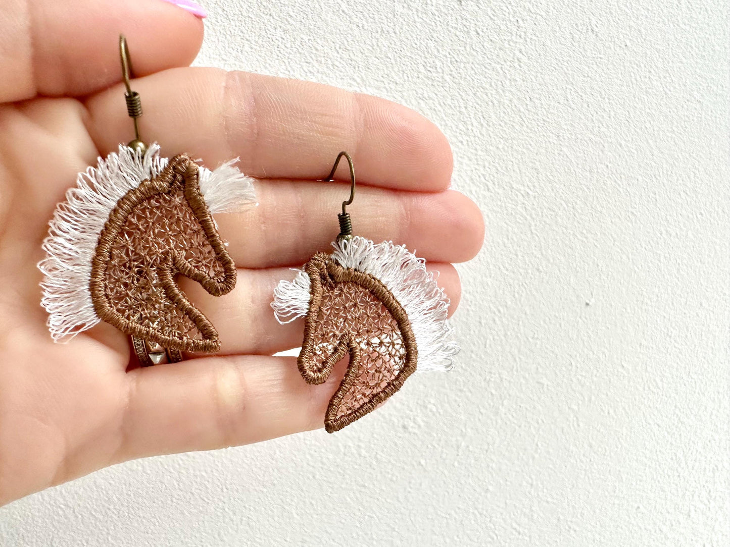 Horse Head Fringed Hair Cowgirl Earrings